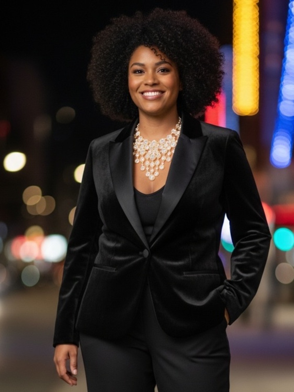 Arden B Black Velour Blazer with Silk Lining